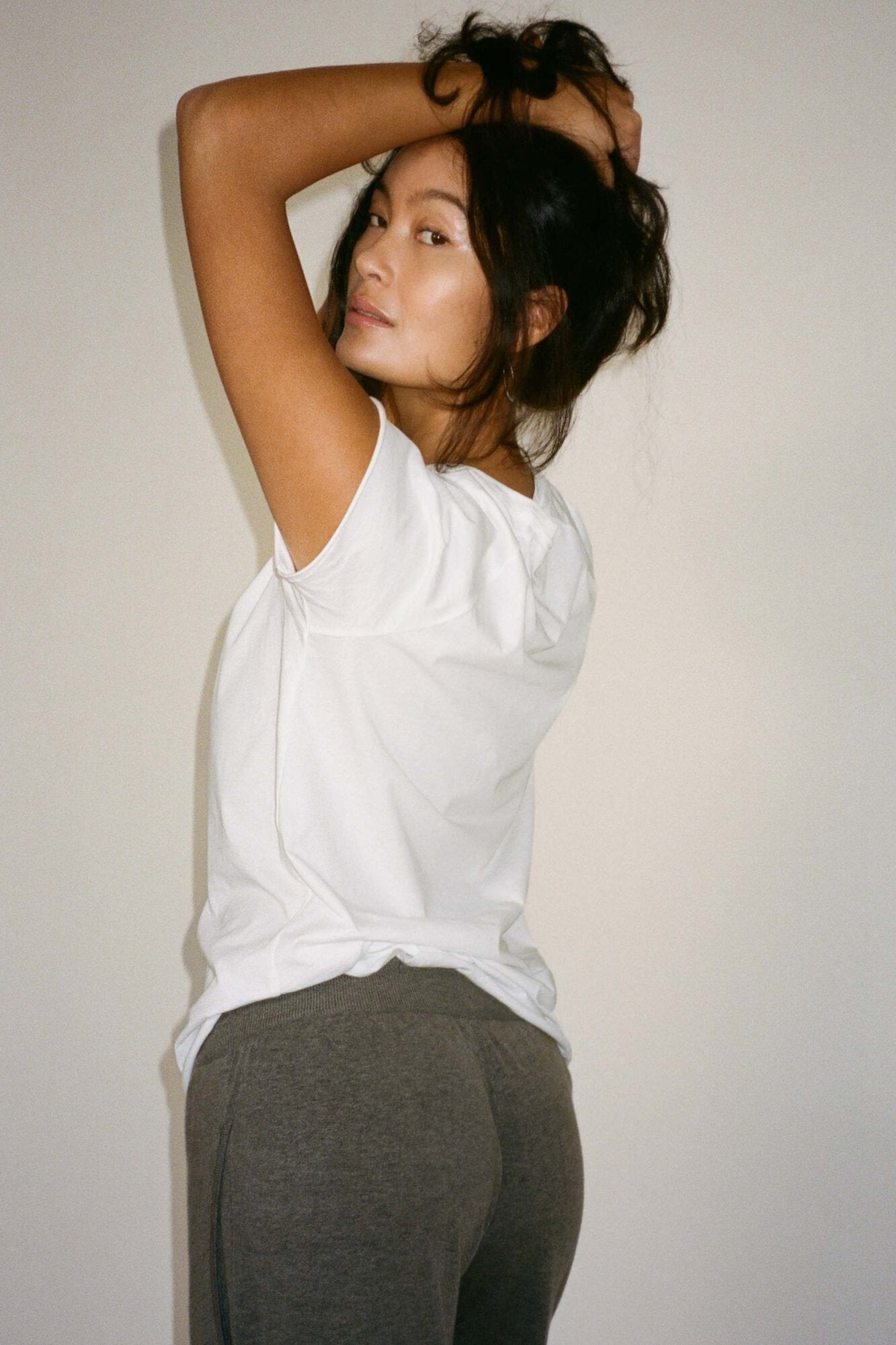 Filine Lounge Wide strikkede bukser - Mole Melange